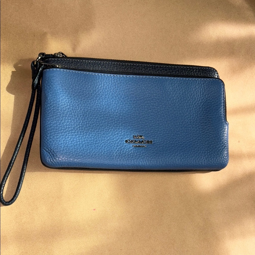 Coach Blue Leather Wristlet
